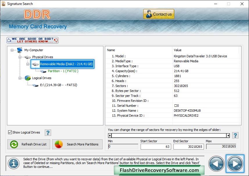 Select the removable media
