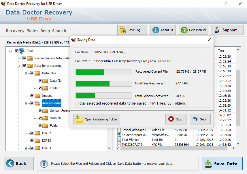 Save Recovered Data Save Recovered Data
