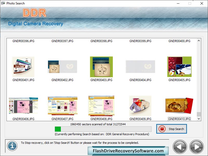 Screenshot of Camera Picture Recovery Software